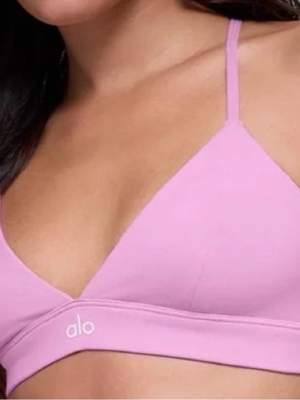 ALO Yoga Pink Triangle Bralette with Thin Straps
